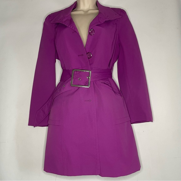 Pre-Owned New York & Company Purple Trench Coat, Size Medium - Picture 1 of 16